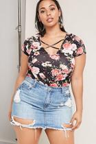 Forever21 Plus Size Floral Crisscross Top