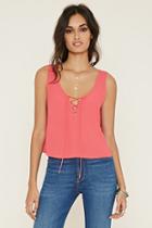 Forever21 Women's  Lace-up Crepe Tank