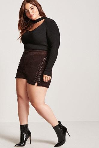 Forever21 Plus Size Laced Corduroy Shorts