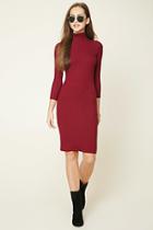 Forever21 Women's  Burgundy Turtleneck Midi Dress