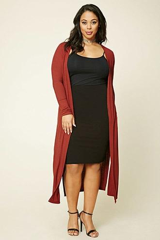 Forever21 Plus Women's  Plus Size Longline Knit Cardigan