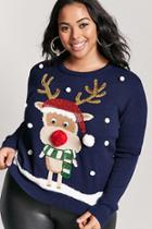 Forever21 Plus Size Reindeer Graphic Holiday Sweater