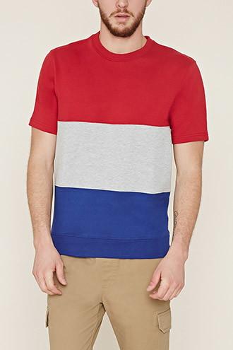 21 Men Men's  Red & Grey Colorblocked Sweatshirt