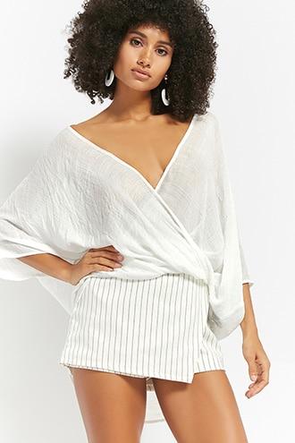 Forever21 Sheer Plunging Gauze Top