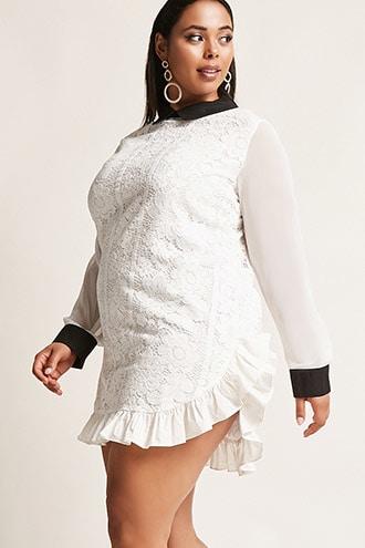 Forever21 Plus Size Longline Crochet Shirt