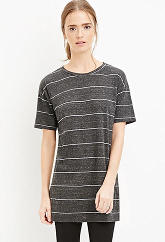 Forever21 Women's  Striped Longline Tee