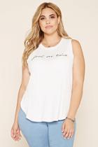 Forever21 Plus Women's  White & Black Plus Size Fool Me Twice Top