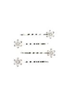 Forever21 Silver & Clear Floral Rhinestone Bobby Pin Set