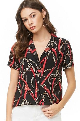 Forever21 Scarf Print Shirt