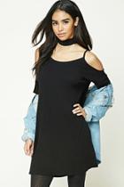 Forever21 Women's  Black Open-shoulder Mini Dress