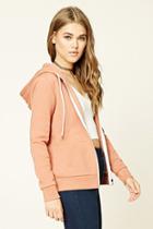 Forever21 Plus Women's  Salmon Classic Zip-up Hoodie