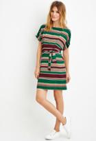 Love21 Women's  Contemporary Belted Stripe Sheath Dress