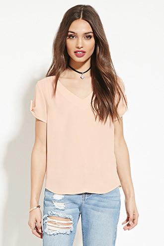 Forever21 Women's  Chiffon V-neck Top