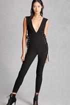 Forever21 Women's  Lace-up Grommet Jumpsuit