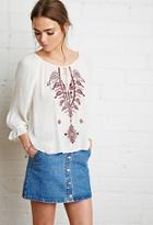 Forever21 Paisley Embroidered Peasant Top