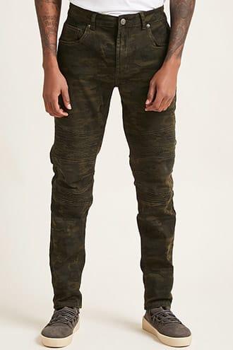 Forever21 Young & Reckless Camo Moto Jeans