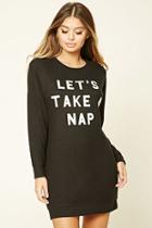 Forever21 Women's  Black & Cream Lets Take A Nap Nightdress