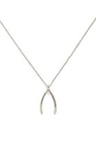 Forever21 Silver Wishbone Pendant Necklace