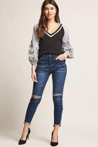 Forever21 12x12 Ripped-knee Skinny Jeans