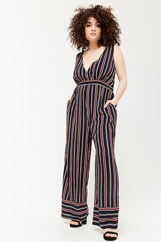Forever21 Plus Size Striped Surplice Jumpsuit