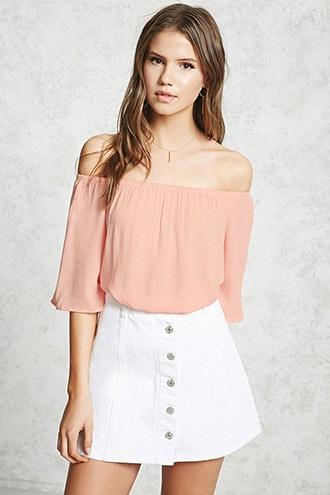 Forever21 Off-the-shoulder Gauze Top