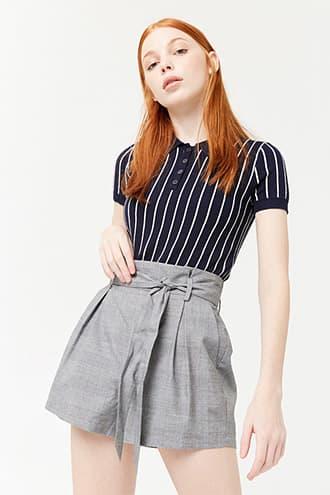 Forever21 Glen Plaid Pleated Shorts