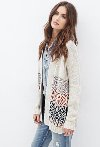 Forever21 Contemporary Geo-patterned Longline Cardigan