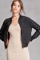 Forever21 Women's  Lace-up Bomber Jacket