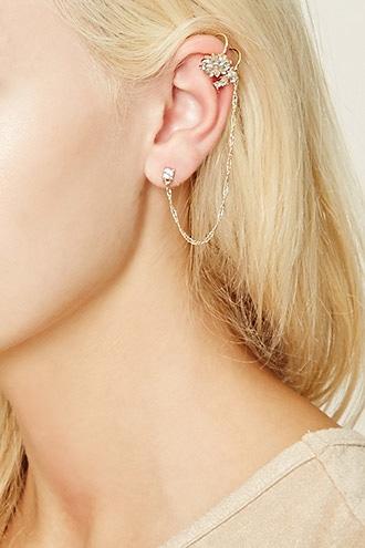 Forever21 Gold & Clear Faux Gem Ear Cuff Set