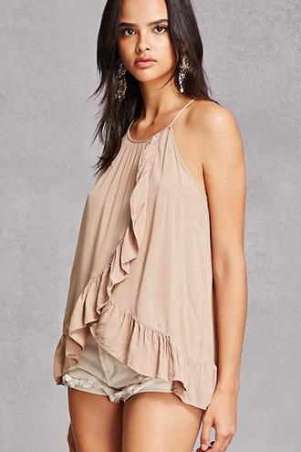Forever21 Asymmetrical Ruffle Cami