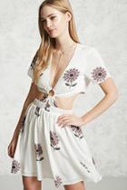 Forever21 Floral Print Cutout Dress