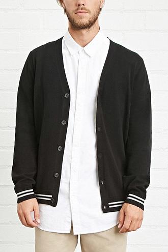 21 Men Men's  Black & Heather Grey Button-down Cardigan