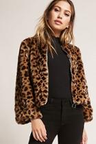Forever21 Leopard Print Faux Fur Cropped Jacket