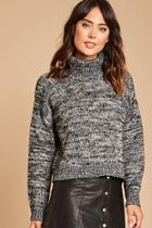 Love21 Women's  Black & Ivory Contemporary Turtleneck Sweater