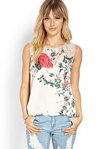 Forever21 Satin Front Floral Top