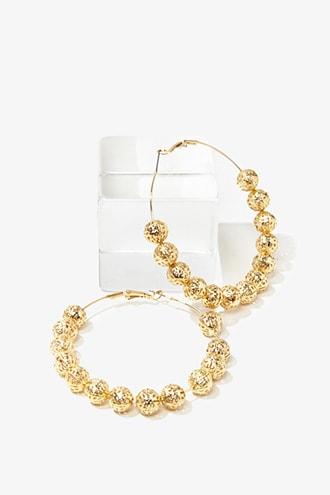 Forever21 Ball-accent Hoop Earrings