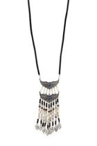 Forever21 B.silver & Black Longline Faux Stone Necklace