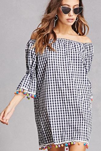 Forever21 Gingham Off-the-shoulder Dress