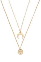Forever21 Crescent Moon & Coin Pendant Necklace Set