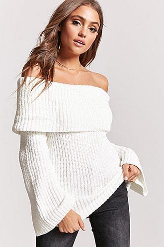 Forever21 Foldover Bell Sleeve Sweater