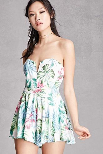 Forever21 Tropical Floral Strapless Dress
