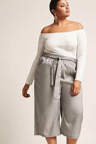 Forever21 Plus Size High Rise Wide Leg Capri Pants