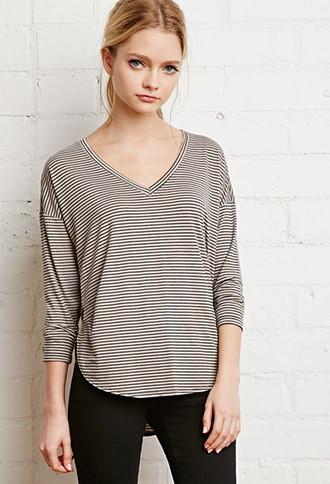 Forever21 Striped Dolphin Hem Top