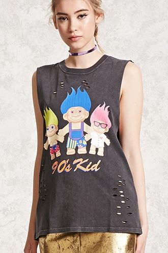 Forever21 Trolls Graphic Muscle Tee