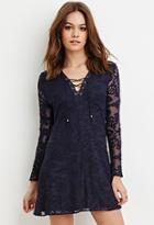 Forever21 Women's  Navy Embroidered Lace Mini Dress