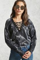 Forever21 Crystal Dye Lace-up Sweatshirt