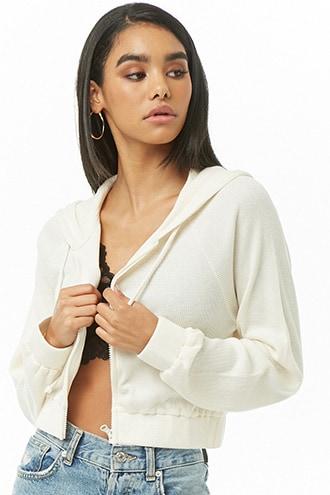 Forever21 Waffle-knit Zip-up Hoodie