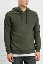 21 Men Men's  Olive Distressed French Terry Hoodie