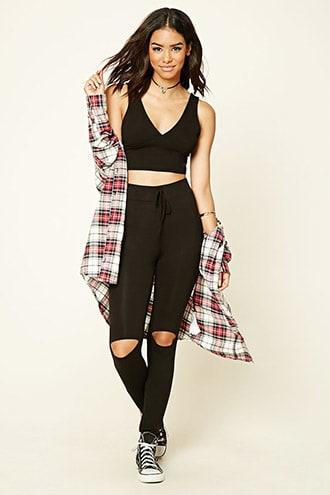 Forever21 Distressed Stretch-knit Pants