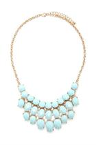 Forever21 Aqua & Gold Faux Stone Statement Necklace